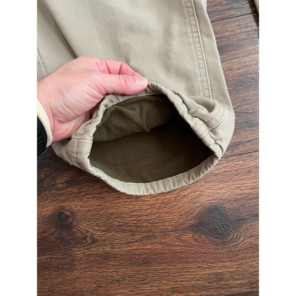 Woolrich Women’s Khaki Pants Fleece Lined Sz 12 button Heavy Workwear Chore - Picture 3 of 12